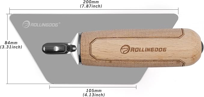 ROLLINGDOG Venetian Trowel - Mirror Polished 420 Stainless Steel Blade, Ergonomic Beech Handle for Decorative Finish and Polish,Plaster Finishing(7.9inchX4.1inchX3.3inch) | Mirror Polished 420 Stainless Steel Blade, Ergonomic Beech Handle