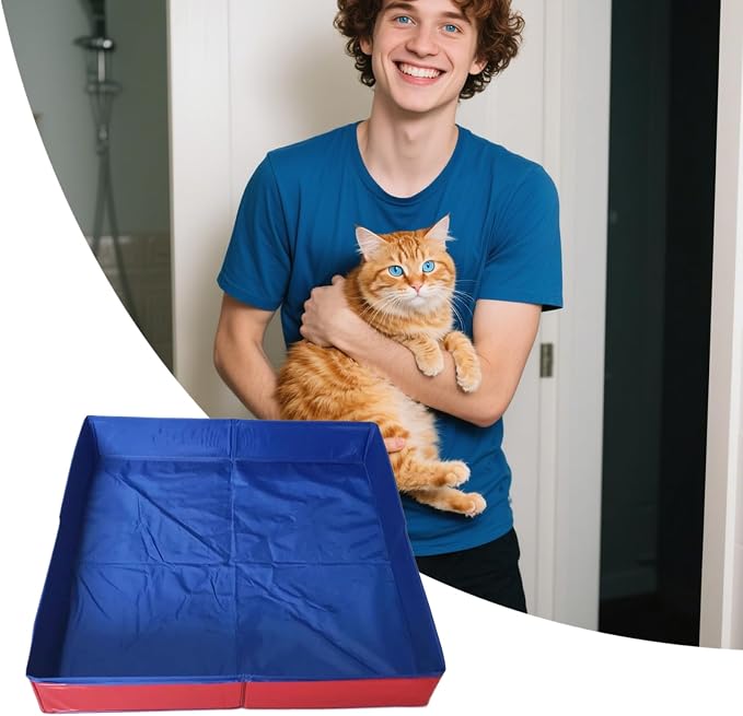 PVC Folding Pet Swimming Pool, 50×50cm Foldable Square Summer Cool Cat and Dog Swimming Pools, Non-Inflatable Dog Paddling Pool, for Puppy Cats Other Animals