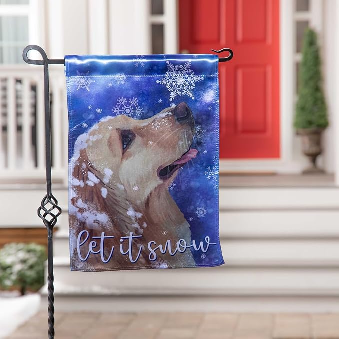 Evergreen Flag Let it Snow Lustre Garden Flag 12x18 Inches Double Sided | Christmas Garden Flag for Outside | Weather and Fade Resistant | Outdoor Flag For Yards and Gardens