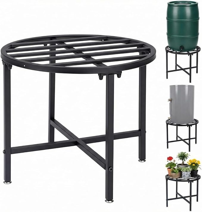 Novabright 30-60 Gallon Water Heater Stand 21" x 21" x 18" H Stainless Steel Bracket with 1200lb Capacity Rain Barrel Stand Heavy Duty Catchment Base Suitable for Plastic Outdoor Rain Barrel