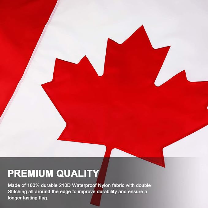 Canada Flag 3x5 FT, Canadian Flags Durable Embroidered Maple Leaf with Vivid Color, Triple Stitching, Canvas Header and Brass Grommets for All-Weather Outdoor Display