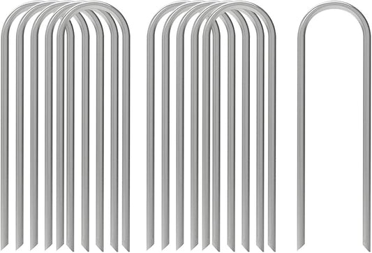 AAGUT 100x Metal Garden Stakes Tent Drip Line Irrigation Stakes,12 Inch Round Top Yard Chicken Wire Staples,Soaker Hose Tubing Spikes Landscape Fabric Staples, Sod Fence Lawn Ground Weed Barrier Pins