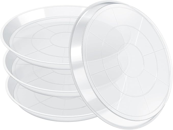 FUIJOL 4 Pack Clear Plant Saucer 16 Inch, Durable Plant Drip Trays Saucers for Pots, No Holes Water Catcher Trays for Indoor Outdoor Planter, Sturdy Base Plate(16", Clear)
