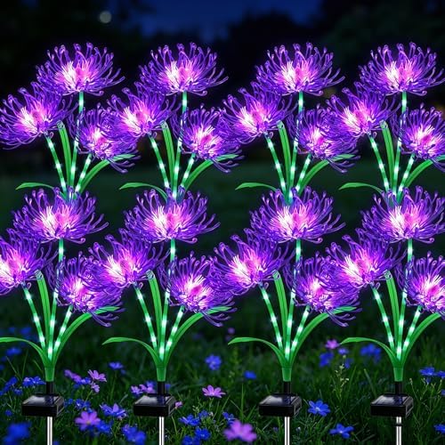 VOOKRY Solar Lights Outdoor, 8 Pack Purple Spider Lily Garden Flower Lights by VOOKRY