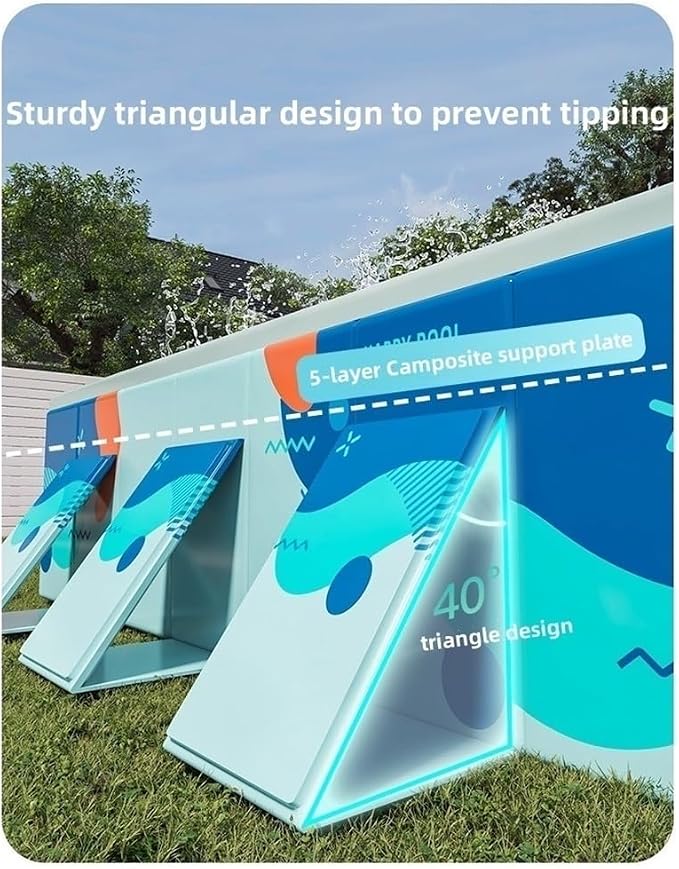 Foldable Swimming Pool Non-Inflatable Pool, Hard Plastic Shell Portable Pool, Dog Pool, Rectangular Above Ground Swimming Pool, Pools for Backyard and Garden (Size : 9.8ft)