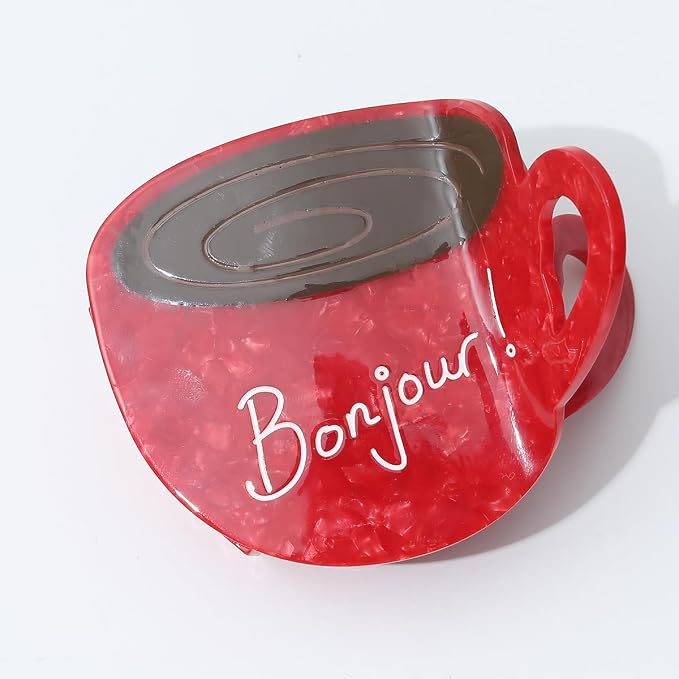 Personalized London Icon Coffee Cup Hair Calw Clip,Fun Acetate Hair Claw Clips for Women Girls Hair Accessories Gift