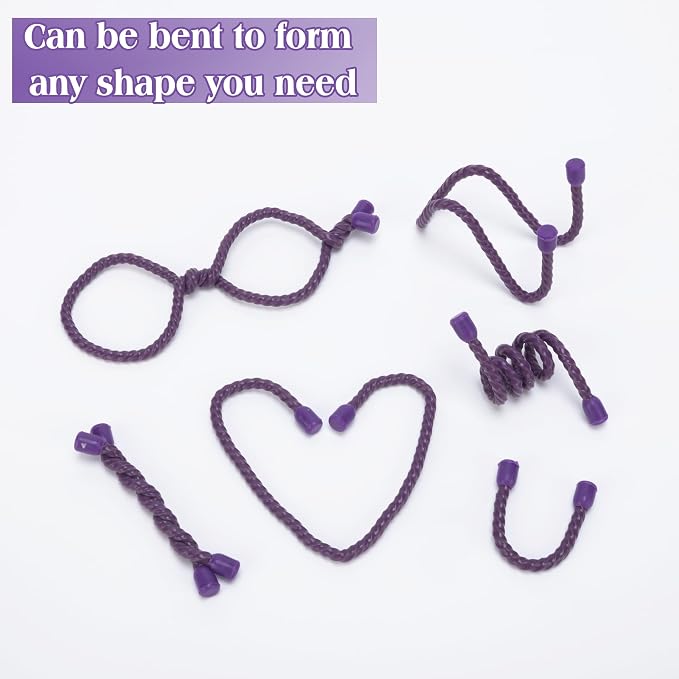 8PCS 12-Inch Silicone Cable Ties, Bendable Rubber Twist Ties, Reusable Twist Ties for Cords, gear ties for Organizing, Bundling (Purple)