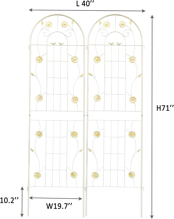 4/2 Pack White Metal Garden Trellis, 86.7" x 19.7" 71" x 19.7" Rustproof Plant Support Frame, Decorative Climbing Vine Trellis for Flower Vegetable Patio Garden Decor (White, 71" x 19.7", 2 Pack)