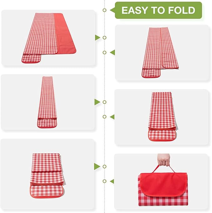 LRUUIDDE Oversize Picnic Beach Blanket, 80''x60'' Outdoor Waterproof Foldable, Sandproof Blankets Plaid Picnic Mat for Beach Camping on Grass Picnic Blankets (RED 1, 80x60in)