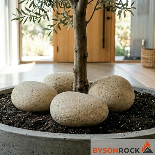 Giant Natural Beige Beach Rocks, 4 Large Stones, Size 5-8 Inch, (10–14 lbs), Large Decorative Garden Rocks for Landscaping, Planters, Aquariums & Painting