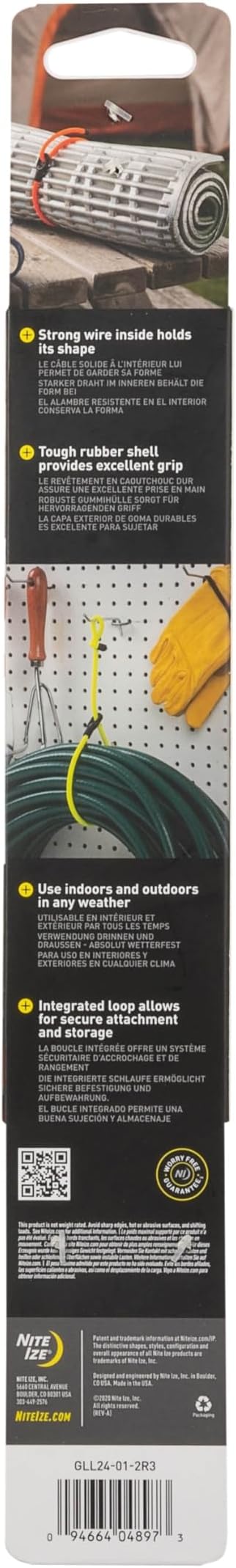 Nite Ize Gear Tie Loopable Twist Tie - Reusable & Flexible Twist Ties - Bendable Cable Ties for Gear & Cords - Loopable for Secure Fastening - 24", Black (3 Pack)