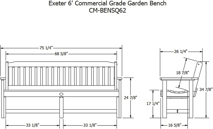 Sequoia Professional Commercial Grade Exeter Garden Bench, 6ft, Woodland Brown