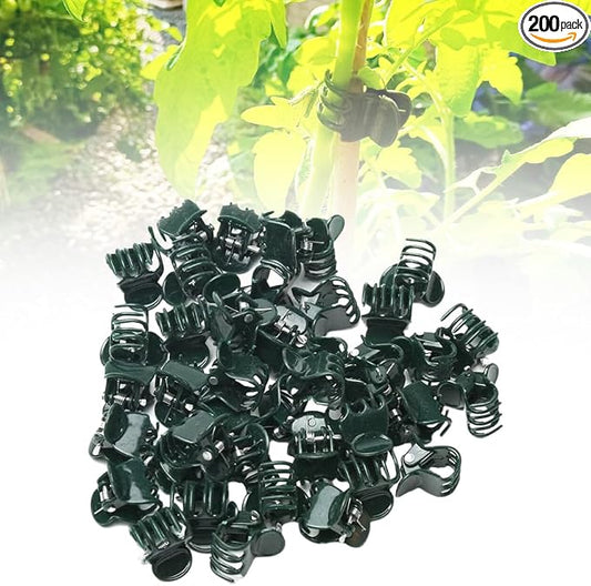 200PCS Plant Clips for Climbing Plants, Orchid Clips Plant Support Clips Secured Plastic Plant Clips, Plant Fixing Clips Reusable Garden Clips Vine Clips for Supporting Stems Vines Grow (Dark Green)