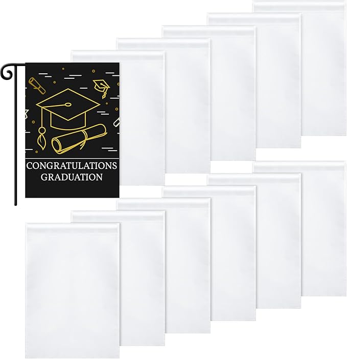 Sublimation Garden Flag Blank Bulk 12x18inch Sublimation Banner Blank Polyester Flags DIY Canvas Sign for Garden Lawn and Yard Courtyard Outside Decoration(20 Pieces)