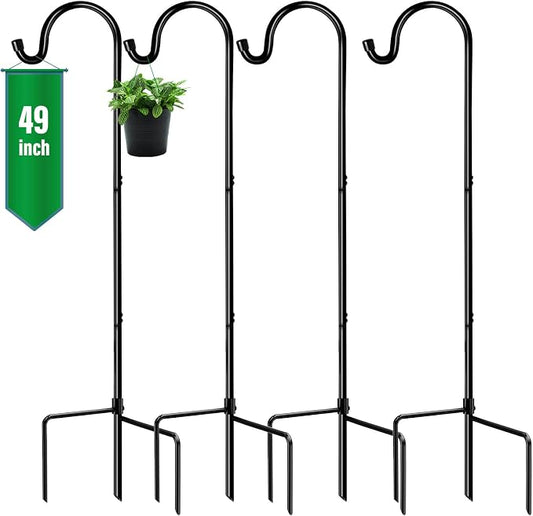 GOFORWILD Shepherd Hook Made of Premium Metal for Garden Decor, Plant Hanger, Lantern Hook, Solar Light Hanging and Wedding Decor, 49 Inch, 4 Pack