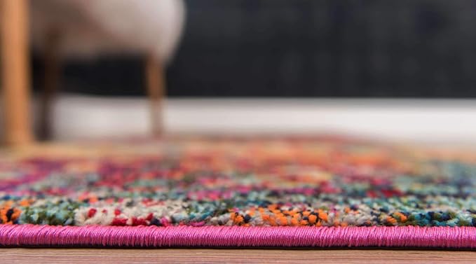 Unique Loom Jardin Collection Colorful, Vibrant, Abstract, Modern Area Rug (2' 7 x 8' 0 Runner, Multi/ Blue)