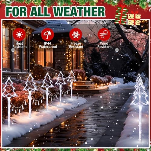 10 Pcs Christmas Tree Pathway Lights Outdoor Decorations, Cool White - Image 6