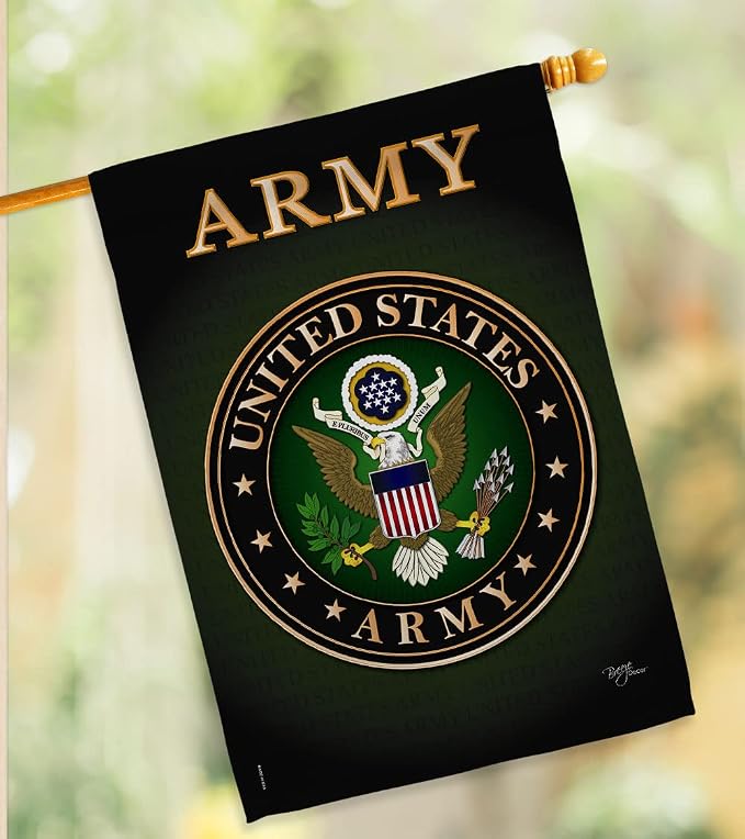 Breeze Decor Army House Flag - Pack Armed Forces Rangers United State American Military Veteran Retire Official US Vintage Applique - Decoration Banner Small Garden Yard Gift Double-Sided Made in USA
