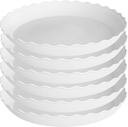6 Pack Plant Saucer 4 inch, Heavy Duty Plastic Plant Saucers, Durable Plant Tray for Pots, Flower Saucers for Indoors, Plant Pot Saucers, Trays for Planter (White)