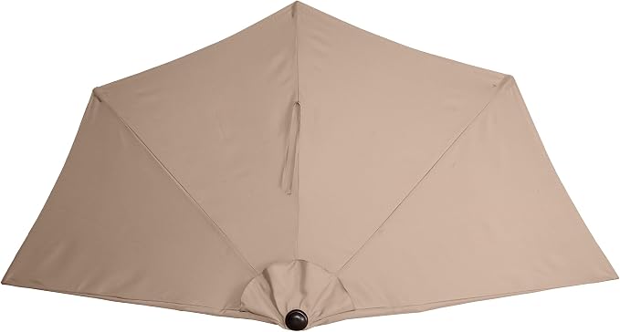 Half Umbrella Outdoor Patio Shade - 9 ft Patio Umbrella with Easy Crank - Small Canopy for Balcony, Table, or Deck by Pure Garden (Beige)