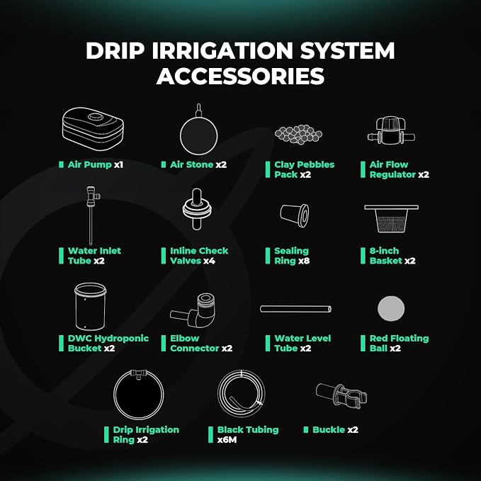Mars Hydro DWC Hydroponics Grow System 5 Gallon Deep Water Culture with 8W Air Pump, Multi-Purpose Air Hose, Air Stone, 2 Buckets and Top Drip Kit | 5 Gallon Capacity, 8W Air Pump, Air Stone & Hose Included, Top Drip Kit, Deep Water Culture Design
