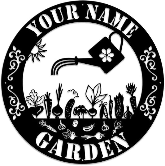 MeMate Garden Sign, Personalized Metal Signs, Garden Sign to Personalize, Large Sign for Vegetable Garden She Shed, Customized Name Wall Art for Garden Outdoor Decor, Outdoor Plaque for Mom Grandma