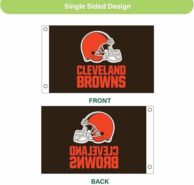 NFL Cleveland Browns 3' x 5' Outdoor Durable Flag with Grommets | Heavy Duty Flag & Banner for Outdoor Garden Patio | Indoor Wall Decor Flag for Room | Works with Flag Poles for Outside House