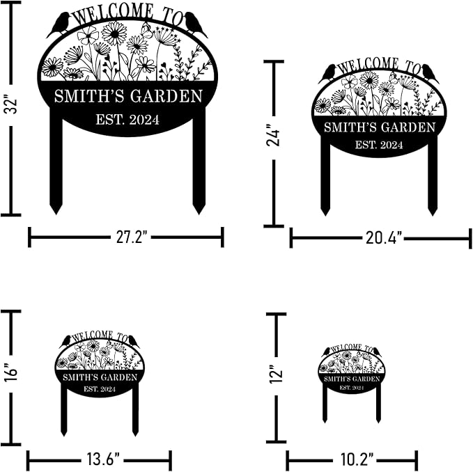 Personalized Metal Garden Flower Sign with Stakes, Custom Garden Decor for Outdoor, Flower Sign Plaque, Yard Sign, Lawn Decoration Art, Farmhouse Gift