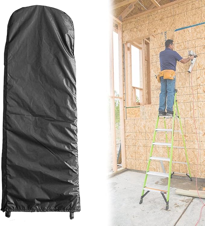 Folding Ladder Cover Dustproof & Waterproof with Drawstring for Step Ladder Patio Garden Outdoor Household Storage Bag - Black