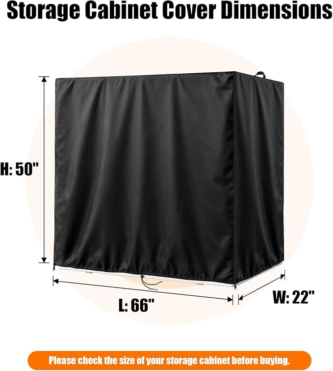 Kasla Storage Cabinet Cover, Outdoor Chest Storage Waterproof Cover, Weatherproof Cabinets Covers for Kitchen Patio Garden Backyard (66"L×22"W×50"H)