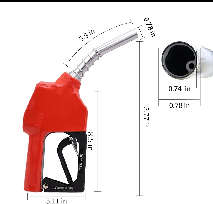 Red 3/4" Inch NPT Automatic Shut-Off Fuel Nozzles Three Notch Hold Open Clip With Filter 13/16"Spout Max Flow Rate 16 GPM Perfect For Gas Stations,Transportation for diesel,gasoline,kerosen