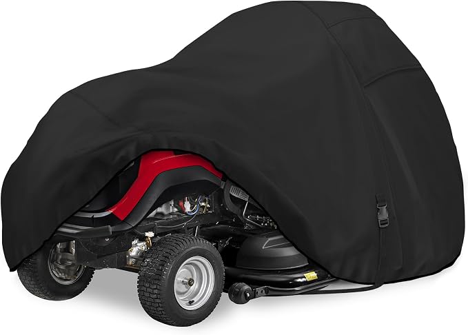 Porch Shield Heavy Duty 600D Polyester Lawn Tractor Cover Waterproof Universal Riding Lawn Mower Cover (Up to 62" decks, Black)