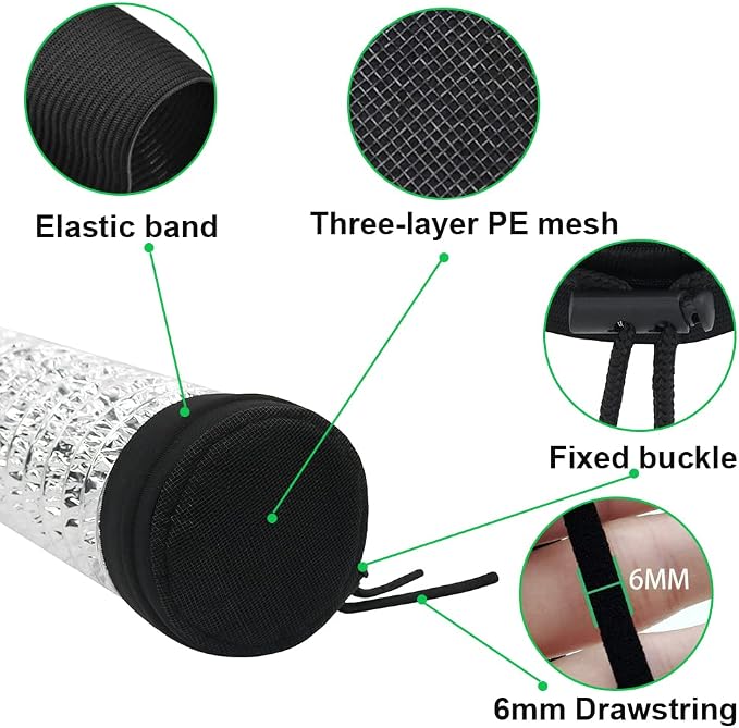 2 Pack 4" Grow Tent Vent Cover Dust Filter Cover for Plant Grow Tent Accessories with Elastic Band and Fixed Buckle Fan Exhaust Screen
