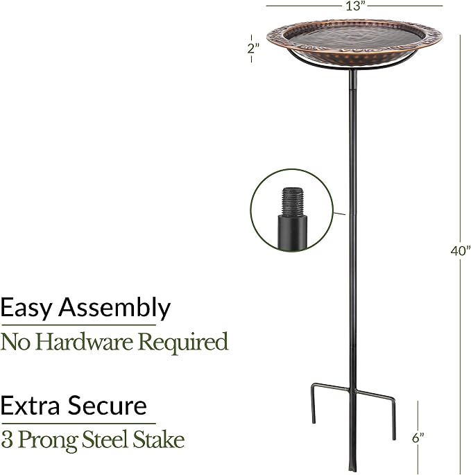 Good Directions Bronze Finish Bird Bath on Garden Pole 13"