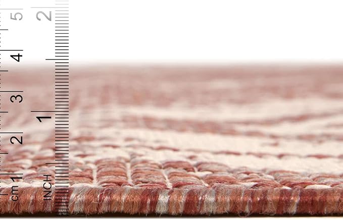 Unique Loom Outdoor Bohemian Collection Area Rug - Anthro (5' 3" x 8' Rectangle, Rust Red/ Ivory)