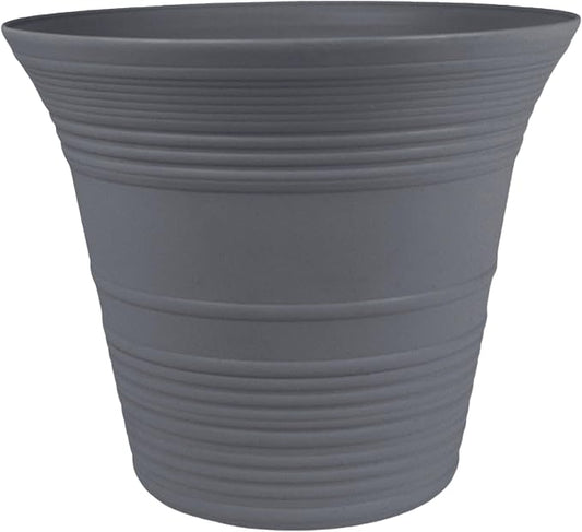 The HC Companies Sedona Round Self-Watering Pot - Lightweight Self Care Planter - Plastic Planter for Herbs & More - Durable Plant Pots for Indoor Plants & Outdoor Plants (16" Warm Gray, Pack of 1)