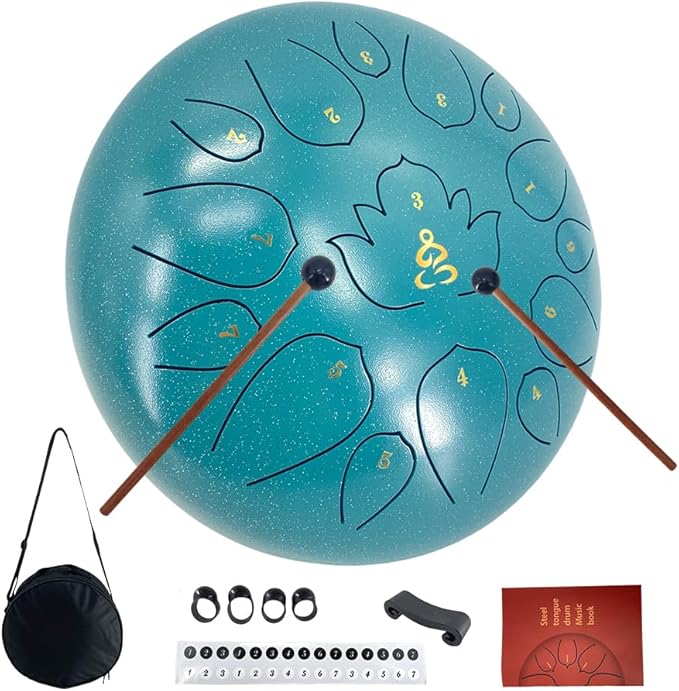 12 Inches 15 Notes Rain Drum for Outside,Steel Tongue Drum with Mallets & Storage Bag,Meditation Rain Chime for Adults,Friends,Family