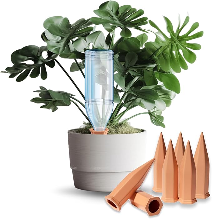 16 Pack Terracotta Plant Watering Spikes, Self-Watering Stakes for Wine Bottles, Porous Clay, Reusable (Red A)