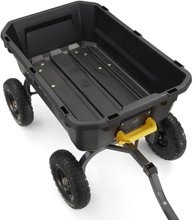 Gorilla Carts 7GCG-NF Heavy-Duty Poly Dump Garden Cart with No-Flat Tires, 7 Cubic Feet, 1200-Pound Capacity, Black, Amazon Exclusive