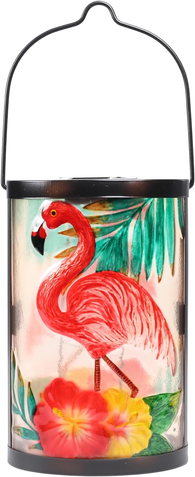 Hanging Solar Lantern Outdoor Waterproof Flamingo Solar Lights Glass Tabletop Decorative Lamp for Outdoor Patio Garden Outside Yard Decor