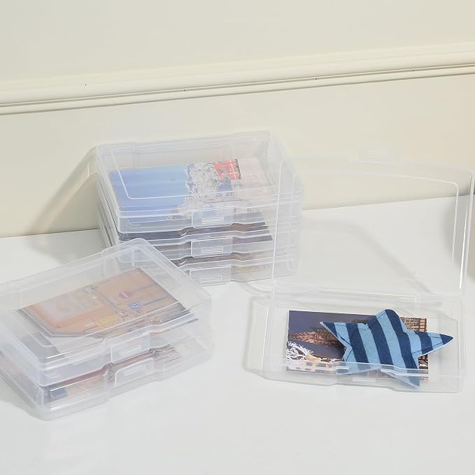 16 Pack Small Plastic Storage Box Gradient Color Storage Container (Clear)