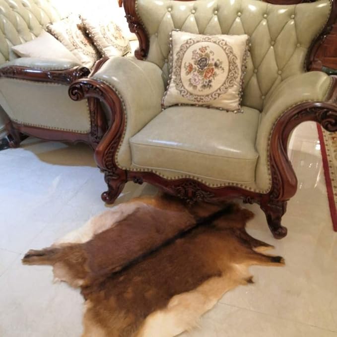 Red Deer Hide Rug,3.2x2.1ft,Hunting Carpet,Antelope Mat Fawn Rug forBedroom | Deer Skin, Deer Taxidermy, Fireplace Deerskin Decor, Reindeer Hide Area Rug, Animals Mat Carpet for Home Office Bedroom