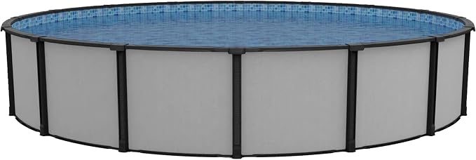 Lake Effect Pools 'Fiji' 15 ft Round Above Ground Swimming Pool | 52 Inch Resin Protected Steel Sided Walls | Bundle Includes: 25 Gauge Unibead Liner & Widemouth Skimmer