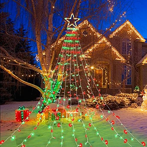 Christmas Lights Outdoor, 320 LED 8 Light Modes Outdoor Christmas Decorations, Plug-in Waterproof Christmas String Lights for Yard, Garden, Party, Holiday, Xmas Decor - Red & Green - Image 5