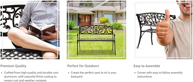 Balkene Home Decatur Aluminum Patio Bench in Antique Bronze