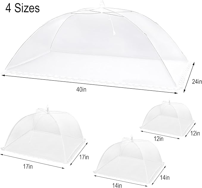 HBlife 7 Pack Pop-Up Mesh Food Cover Tent for Outside, 4 Sizes Reusable and Collapsible Outdoor Food Covers Net for Party Picnic, BBQ, Camping, Gardening