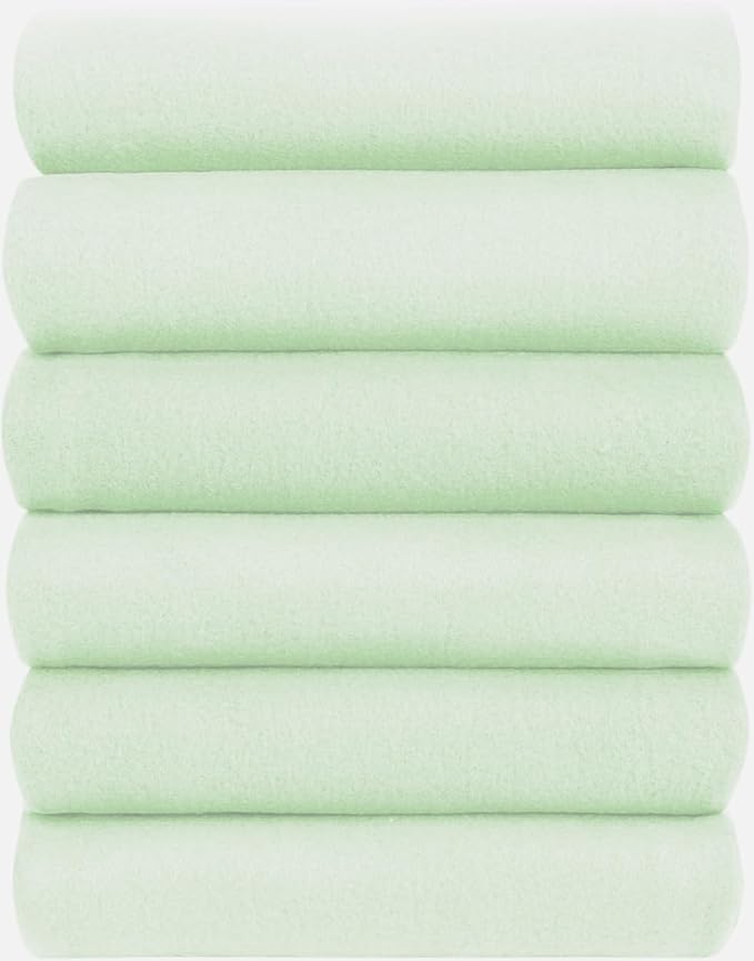 Fleece Throw Blankets Bulk Fleece Blankets Solid Wholesale Lightweight Warm Soft for Pet Bed Sofa Couch Office Wedding Gifts Travel Seasons Sage Green 50x60 Inches Pack of 6