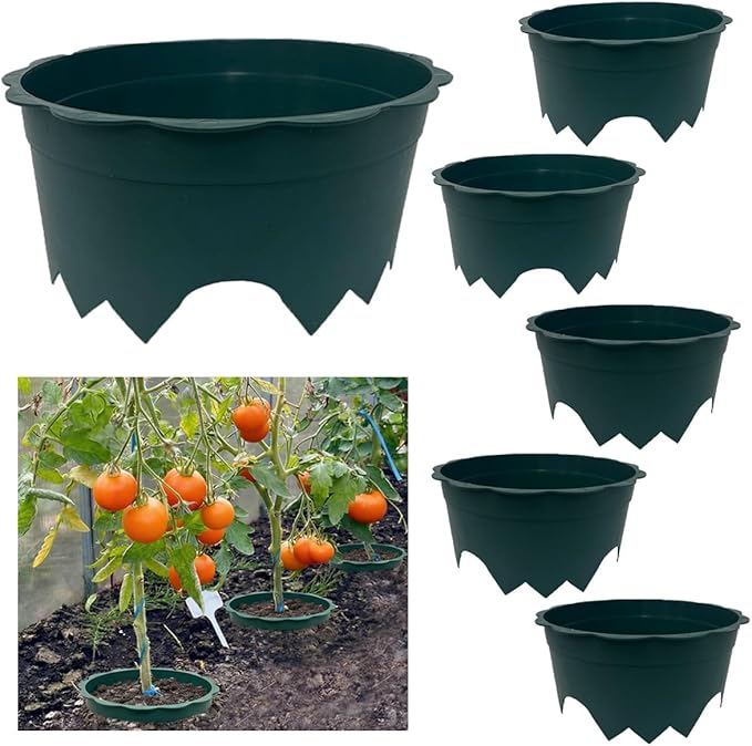 6 Pcs 10 Inch Planting Grow Rings, Planting Protective Edging,Plant Support Rings Deep Watering, Weed Blocking Round Edging for Veggies, Herbs and Flowers
