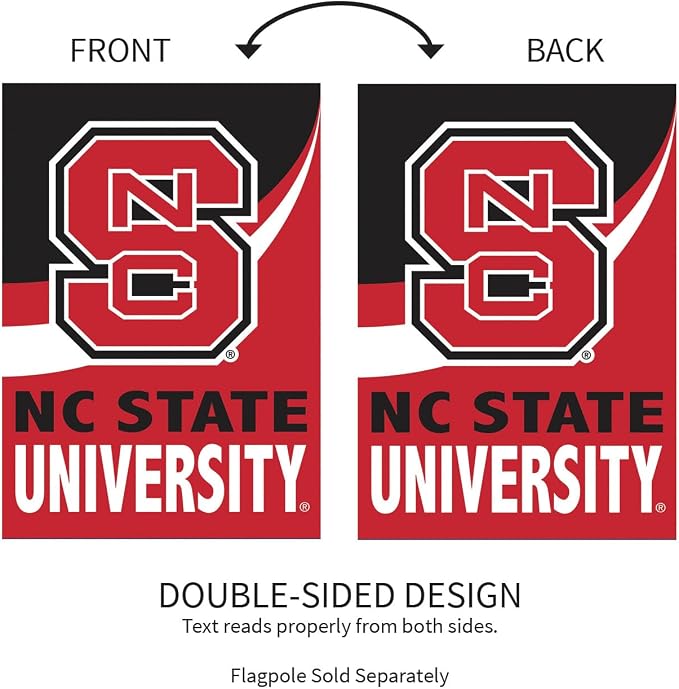 NCAA North Carolina State University House Flag, 28 x 44, Double Sided Garden Flags for Outside, Outdoor College Flags & Banners for Gardens Patio, Indoor Wall Decor Flag for Room