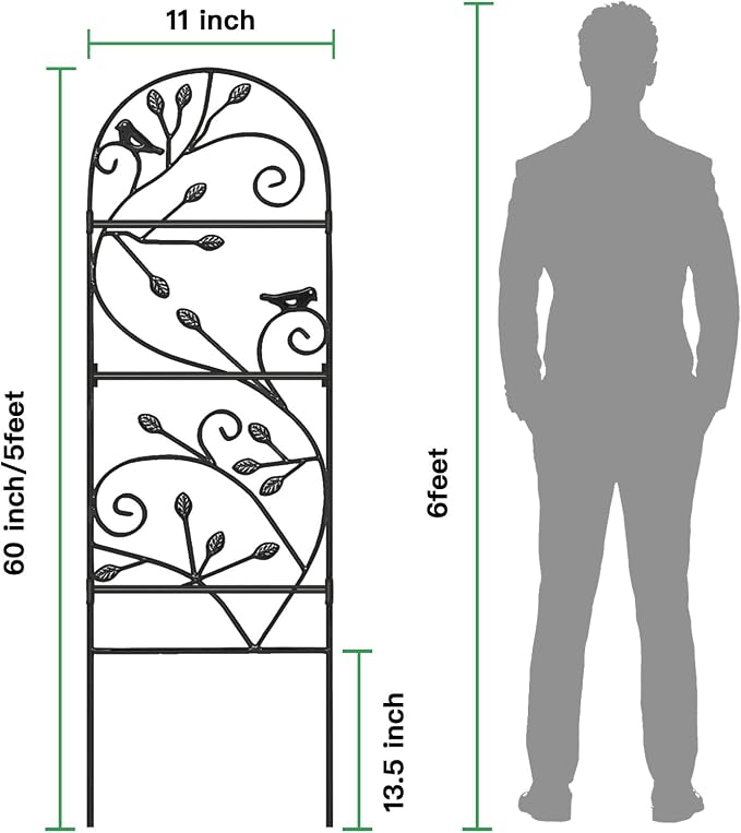 Amagabeli 4 Pack Garden Trellis for Climbing Plants Outdoor 46" x 15" Rose Wrought Iron Trellis for Vine Vegetable Flower Ivy Cucumber Decorative Trellis Black